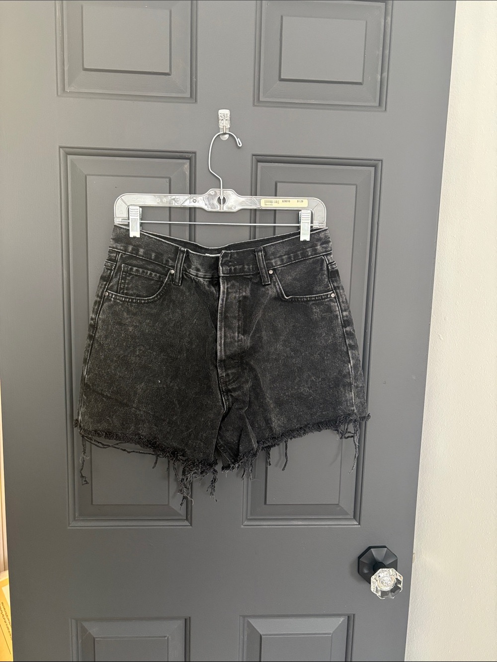 Anine Bing Black Washed Distressed Denim Cutoff Shorts